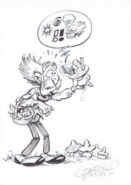 Gerben Valkema - Gerben Valkema | Graaf van Rommelgem met Smurf - Illustration originale