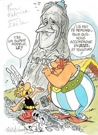 Roger Brunel - Carte de vœux hommage à Monsieur Uderzo 2021 - Illustration originale