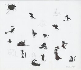 Kerascoët - Silhouettes pour page de garde des donjon crépuscule par Kerascoët - Original Illustration