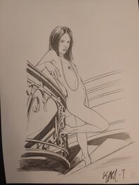 Karl Tollet - Femme nue dans les escaliers - Planche originale