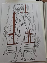 François Walthéry - Natacha avec son châle - Planche originale