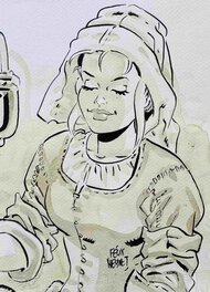 Félix Meynet - La laitière - Hommage à Vermeer par Meynet - A5 - Illustration originale