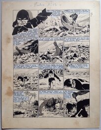 Chott Pierre Mouchot FANTAX 12 Planche 1 Titre Les Six gardiennes de l'enfer , Encre de Chine petit format Eo 1947
