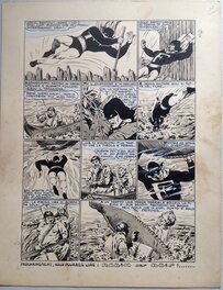 Chott - Chott Pierre Mouchot FANTAX 12 Planche 10 Les Six gardiennes de l'enfer (11/12) , Encre de Chine petit format Eo 1947 - Planche originale