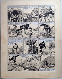 Chott - Chott Pierre Mouchot FANTAX 12 Planche 2 Les Six gardiennes de l'enfer (3/12) , Encre de Chine petit format Eo 1947 - Planche originale