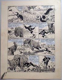 Chott - Chott Pierre Mouchot FANTAX 12 Planche 3 Les Six gardiennes de l'enfer (4/12) , Encre de Chine petit format Eo 1947 - Planche originale