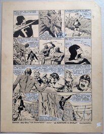 Chott - Chott Pierre Mouchot FANTAX 12 Planche 4 Les Six gardiennes de l'enfer (5/12) , Encre de Chine petit format Eo 1947 - Planche originale