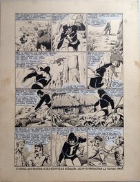 Chott - Chott Pierre Mouchot FANTAX 12 Planche 6 Les Six gardiennes de l'enfer (7/12) , Encre de Chine petit format Eo 1947 - Planche originale