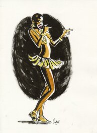 Catel - Joséphine BAKER – Dessin original pour une expo institutionnelle à Saint-Quentin – R32 - Illustration originale