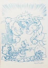 Paco Rodriguez Peinado - Couverture (Crayonné) - Oncle Picsou et Gripsou se disputent - Couverture originale