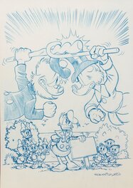 Paco Rodriguez Peinado - Couverture (Crayonné) - Oncle Picsou et Gripsou se disputent - Couverture originale