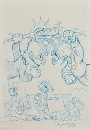 Paco Rodriguez Peinado - Couverture (sketch) - Oncle Picsou et Gripsou se disputent - Œuvre originale