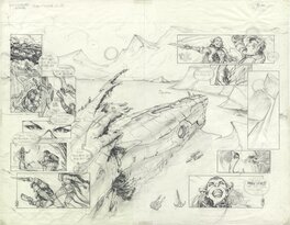 Crayonnée de la planche 38 et 39 du Tome 01 de Kookaburra universe