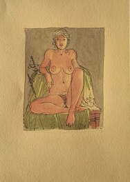 André Juillard - Divas / Ariane déshabillée pour Playboy - Illustration originale