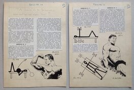 Rémy Bordelet - Bordelet Rémy (RÉMY - Atelier Chott) Black Boy (Fantax) Haltérophile Planche Originale Encre Chine petit format Rancho 10 , 1955 - Original Illustration