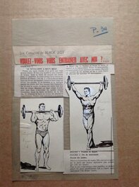 Bordelet Rémy (RÉMY Atelier Chott) Black Boy (Fantax) Haltérophile 2 Planche Originale Encre Chine petit format Rancho 12 , 1955