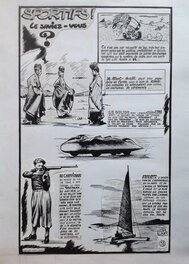 Dix - Dix Rubrique SPORTIFS Le Saviez-Vous ? Football Bolide Voiture Tir Voile.., de L'Atelier Chott paru dans WEST Romance 11 en 1957 - Original Illustration
