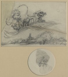 André Franquin - Croquis de recherche carte postal - Œuvre originale