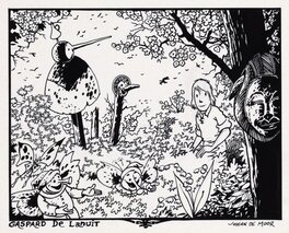 Johan De Moor - 1988 - Gaspard de la nuit : Illustration calendrier CPJA - Illustration originale
