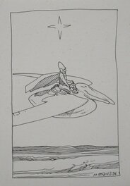 Moebius - Arzak sur son ptérodactyle - Original Illustration