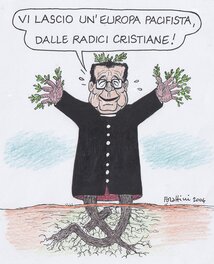 Giorgio Forattini - PRODI & EUROPE - Illustration originale