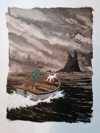 Christophe Chabouté - L'ile Noire - hommage à Hergé - Original Illustration