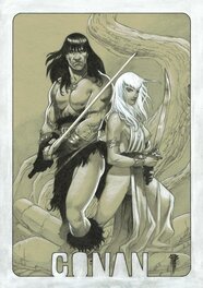 Philippe Bringel - Conan et la princesse d'argent (promo Noël) - Illustration originale
