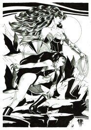Philippe Bringel - Wonder Woman et Vampirella ( Promo de Noël) - Original Illustration