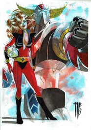 Philippe Bringel - Miss Actarus avec Goldorak ( promo de Noël) - Illustration originale