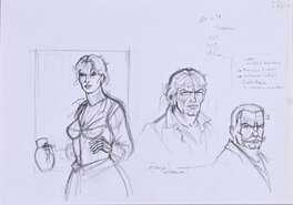 François Dermaut - François Dermaut, recherche originale de personnages, Günther, Pritz et Marion, "Les Chemins de Malefosse". - Illustration originale