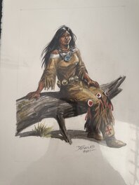 Derib - Derib : portrait de Chinook - Planche originale