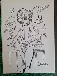 François Walthéry - Natacha au biberon - Original Illustration