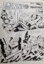 Guido Zamperoni - Préhistoria page titre -  Magazine Sunny Sun n°9 (Mon Journal) , octobre 1977 - Comic Strip