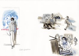 Charles Berberian - Une éducation orientale – Ensemble de cases originales 3 – pages 66 et 67 - Illustration originale