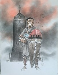 Hermann - Aymar de Bois- Maury à la tour Saint-Martin - Original Illustration