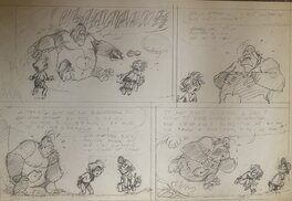 Mazel - Mazel, demie planche originale crayonnée  de la série "Boulouloum et Guiliguili". - Comic Strip
