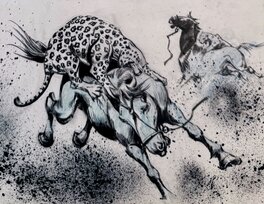César Spadari - Horse and Jaguar - Planche originale