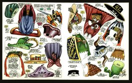 Gotlib - Gotlib : "Costumez Gai-Luron", bleu et film noir des planches 2 et 3 - Color guide