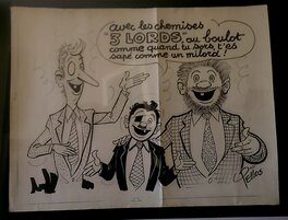 René Pellos - Les Pieds Nickelés en chemises 3 Lords - Illustration originale