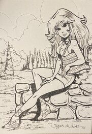 Dragan De Lazare - Dragan De Lazare, illustration originale, portrait de Rubine en pied. - Illustration originale