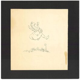 Frank Frazetta - Girl with Mushroom  (Pen & Ink) (Frazetta) - Sketch