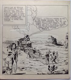 Fergal (Gallieno Ferri - Atelier Chott) Kid Colorado Planche Originale 10 Cow Boy Train ,petit format RANCHO SPECIAL 13 Bd 1958
