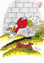 José Maria Millet Lopez - Picsou nage dans son coffre-fort - Original Illustration