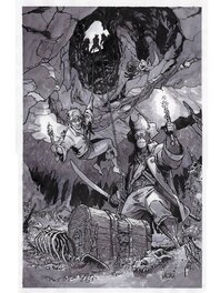 Sébastien Vastra - Jim Hawkins & Silver Découverte du Trésor - Illustration originale