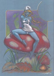 Luca Strati - Schtroumpfette érotique - Original Illustration