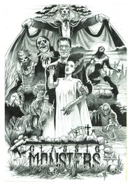 Philippe Bringel - Dracula Frankenstein Werewolf et co - Original Illustration