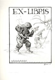 Gary Gianni - 20.000 Leagues under the Sea Bookplate Art - Original Illustration