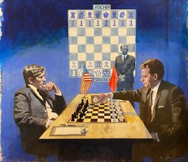 Aldo Di Gennaro - Le match du siècle [Le battaglie che preferiamo] Spassky vs. Fischer - Illustration originale