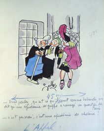 Maurice Julhès - Les bobards - Illustration originale
