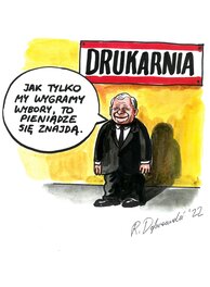 Ryszard Dąbrowski - Jaroslaw Kaczynski - producteur d'argent - Comic Strip